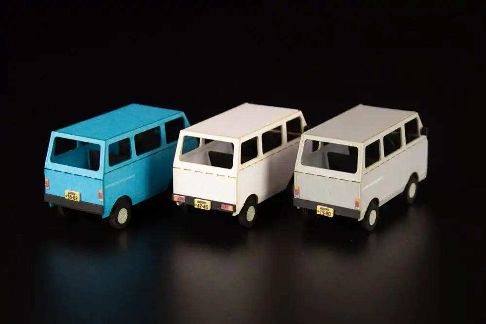 Original Illustration 1/80 Paper Model Kit 1/80 Town Corner Accessory Series Kei Van (white/blue/silver) 2 cm product photo
