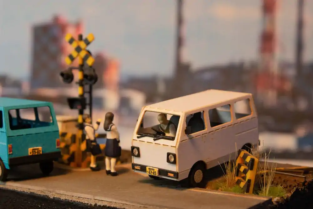 Original Illustration 1/80 Paper Model Kit 1/80 Town Corner Accessory Series Kei Van (white/blue/silver) 2 cm product photo