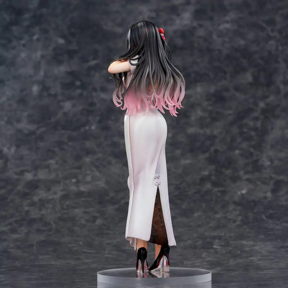 Original Illustration PVC Statue Mai Okuma illustration Healing-type white chinese dress lady 26 cm product photo