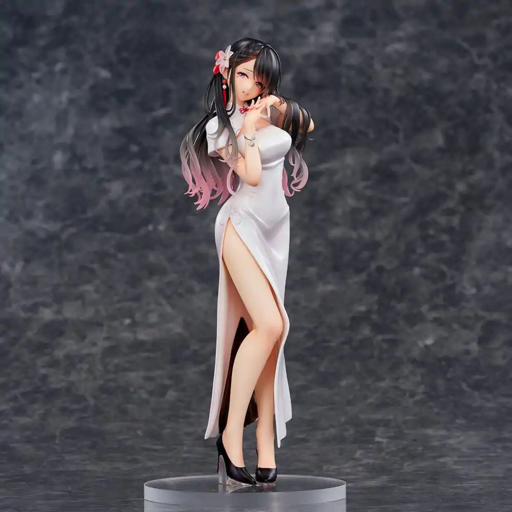 Original Illustration PVC Statue Mai Okuma illustration Healing-type white chinese dress lady 26 cm product photo