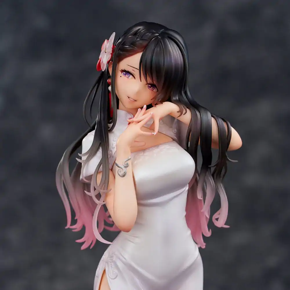Original Illustration PVC Statue Mai Okuma illustration Healing-type white chinese dress lady 26 cm product photo