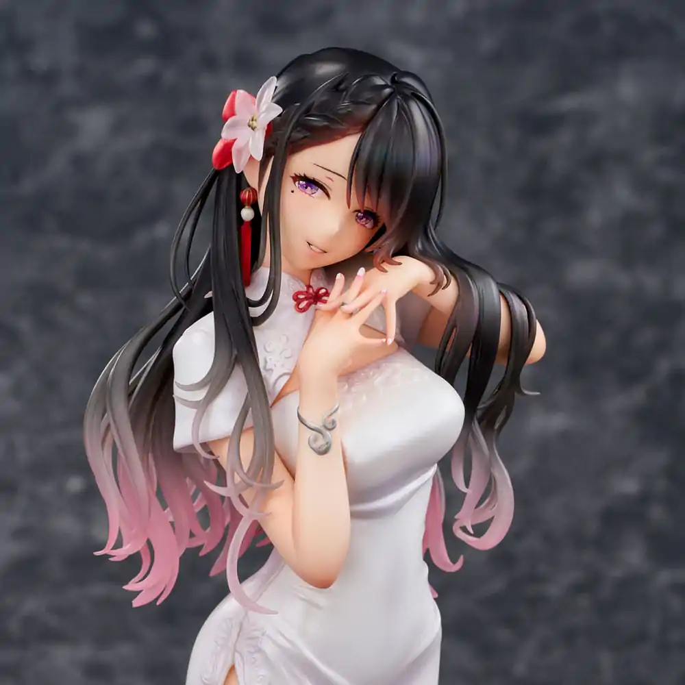 Original Illustration PVC Statue Mai Okuma illustration Healing-type white chinese dress lady 26 cm product photo