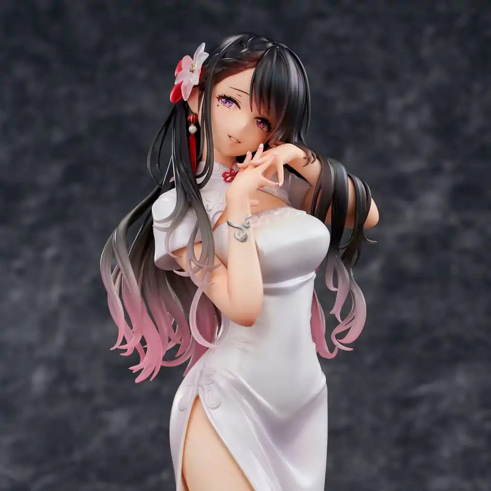 Original Illustration PVC Statue Mai Okuma illustration Healing-type white chinese dress lady 26 cm product photo