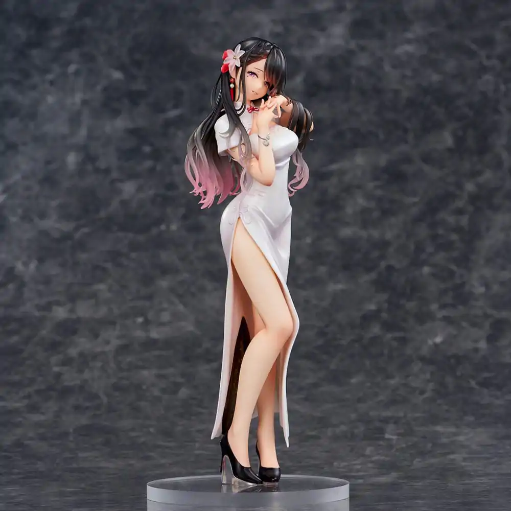Original Illustration PVC Statue Mai Okuma illustration Healing-type white chinese dress lady 26 cm product photo