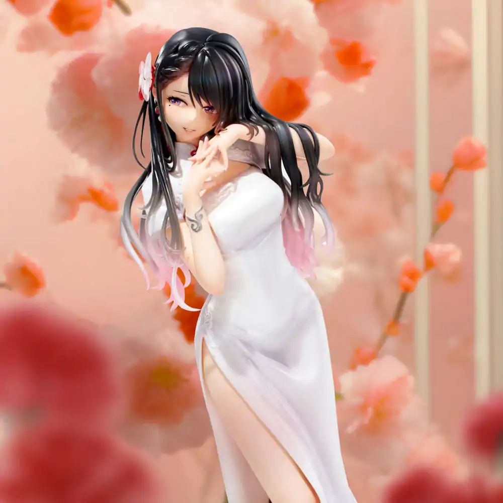 Original Illustration PVC Statue Mai Okuma illustration Healing-type white chinese dress lady 26 cm product photo