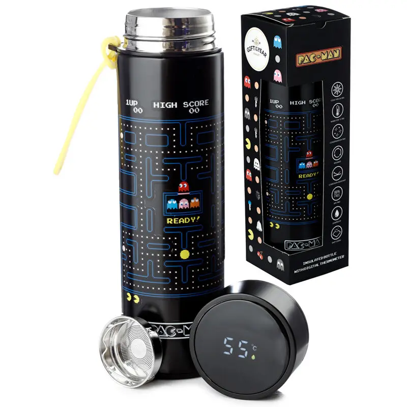 Pac-Man thermos stainless steel bottle thermometer 450ml product photo