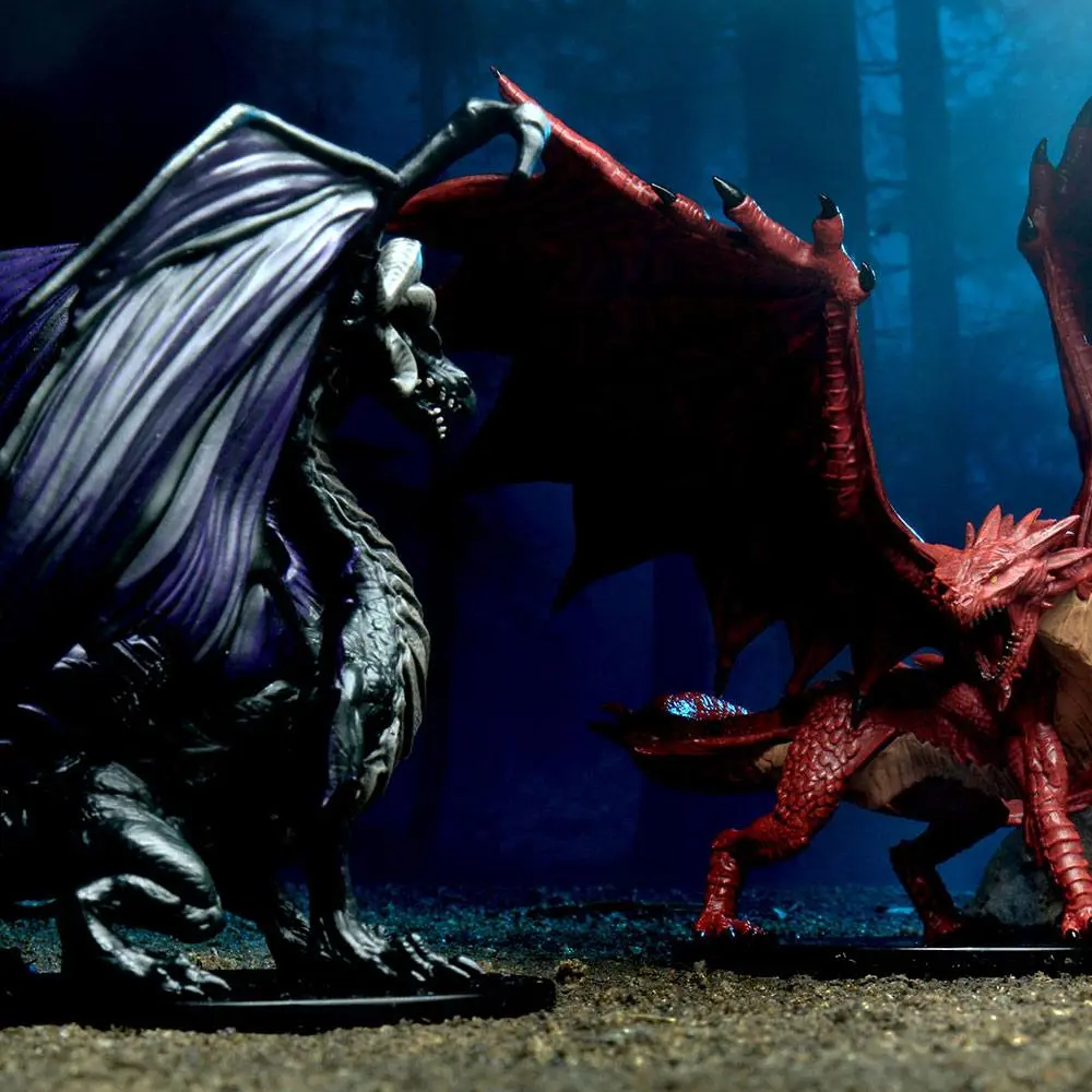 Pathfinder Battles City of Lost Omens pre-painted Premium Miniatures 2-Pack Adult Red &amp; Black Dragon product photo