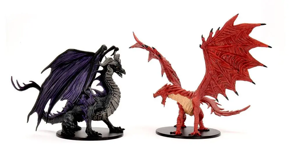 Pathfinder Battles City of Lost Omens pre-painted Premium Miniatures 2-Pack Adult Red &amp; Black Dragon product photo
