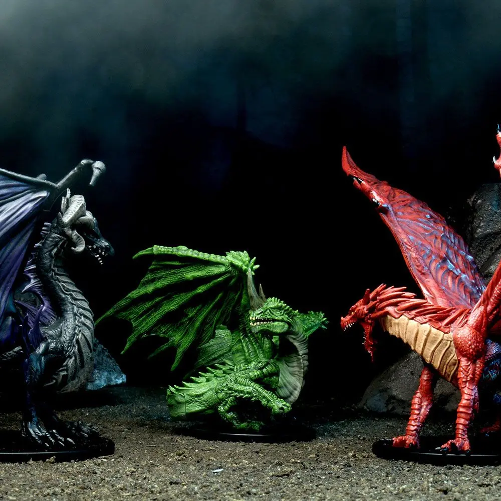 Pathfinder Battles City of Lost Omens pre-painted Premium Miniatures 2-Pack Adult Red &amp; Black Dragon product photo
