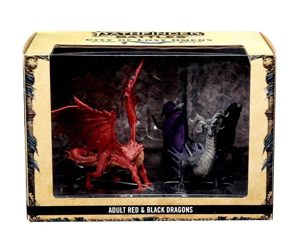 Pathfinder Battles City of Lost Omens pre-painted Premium Miniatures 2-Pack Adult Red &amp; Black Dragon product photo
