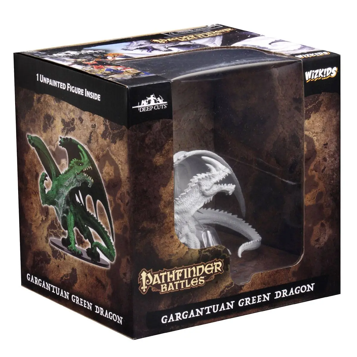 Pathfinder Battles Deep Cuts Unpainted Miniatures Gargantuan Green Dragon product photo