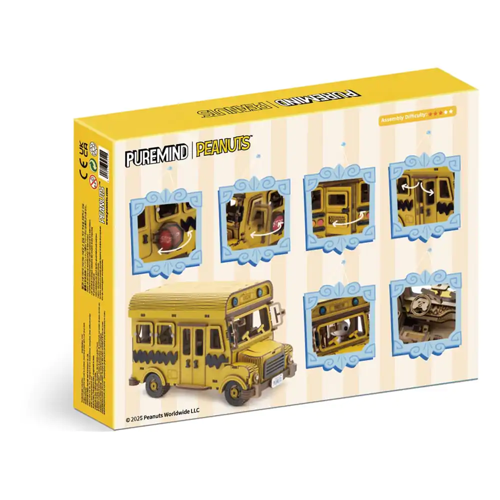 Peanuts Puremind Construction School Bus wooden building kit product photo
