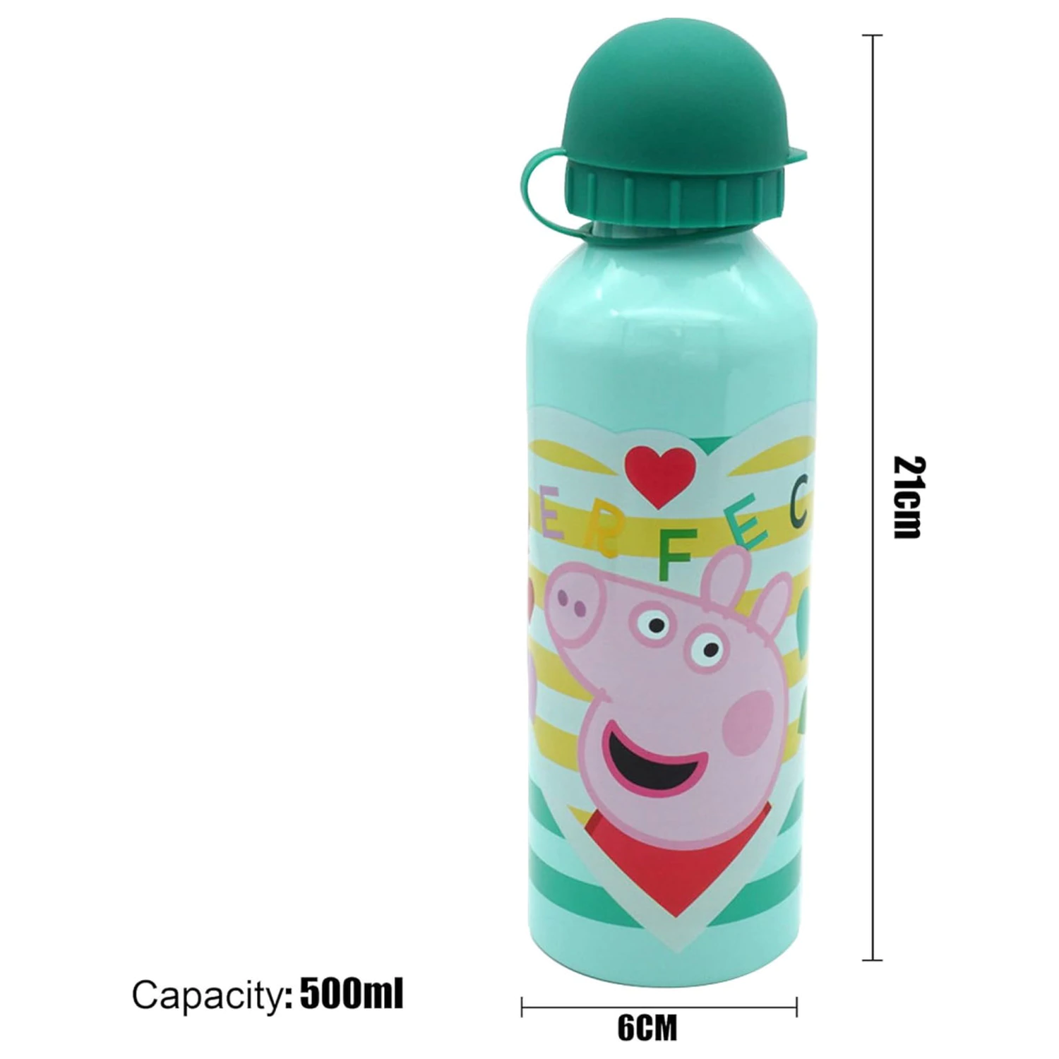 Peppa Pig Perfect aluminum water bottle with drinking cap 500 ml product photo