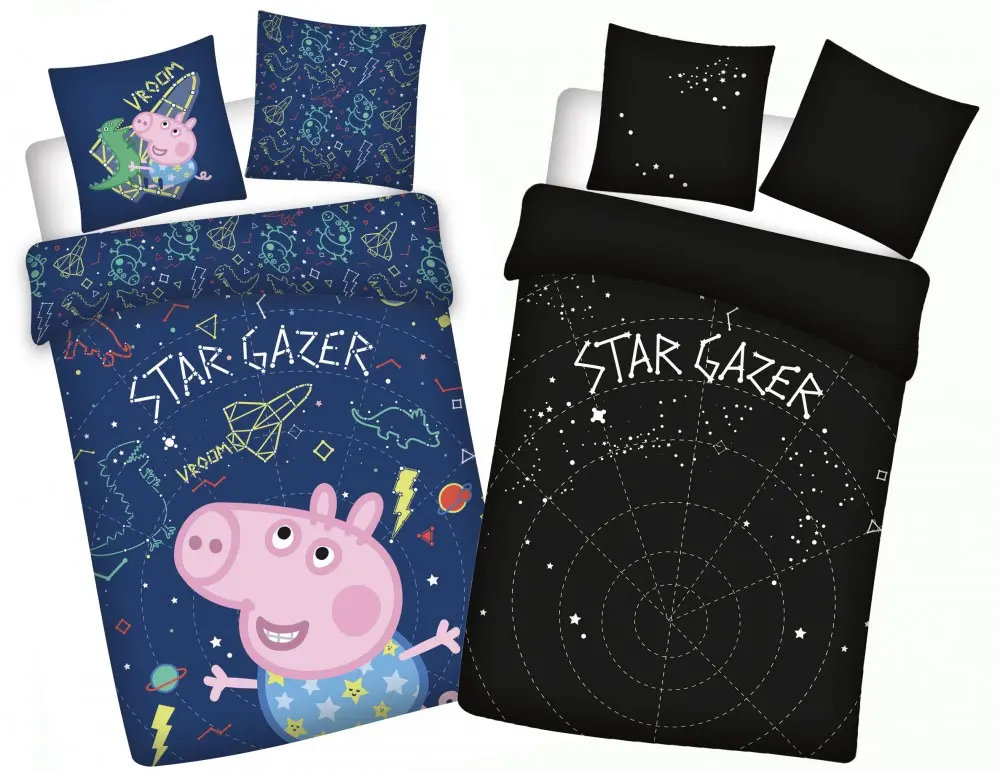 Peppa Pig Glow in the Dark Kids Duvet Cover Set 100x135cm, 40x60cm product photo
