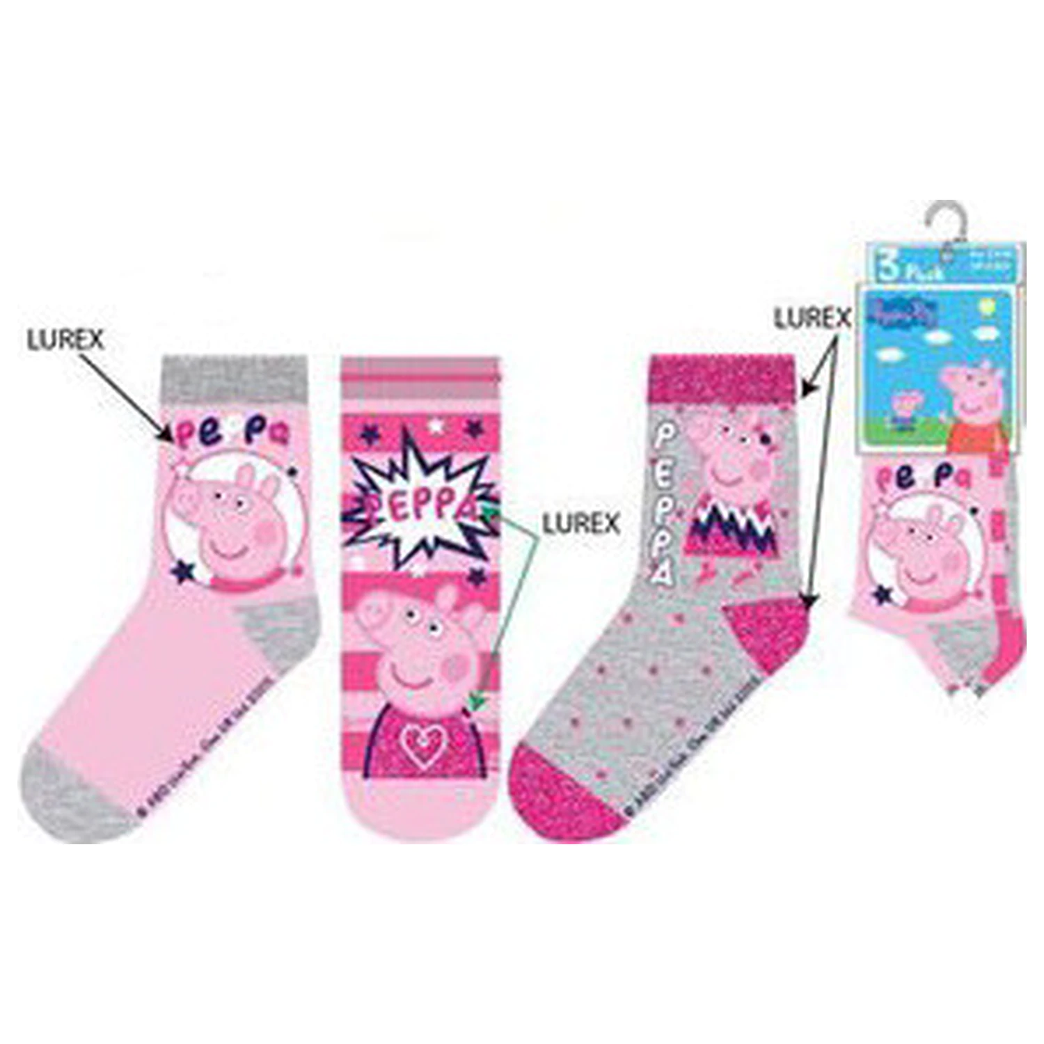 Peppa Pig Sparkle Steps Grey kids' socks 27/30 product photo