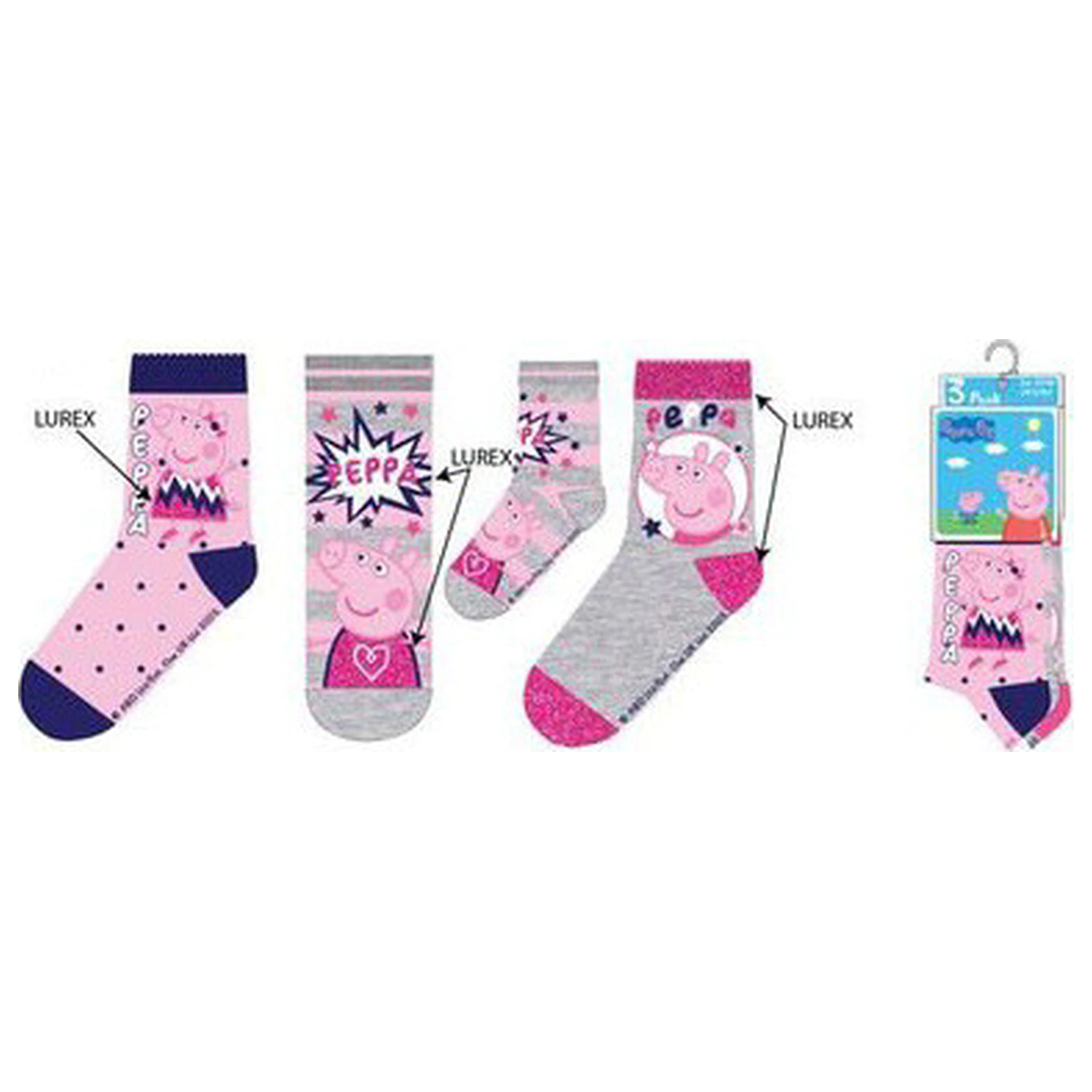 Peppa Pig Sparkle Steps Kids' Socks 27/30 product photo
