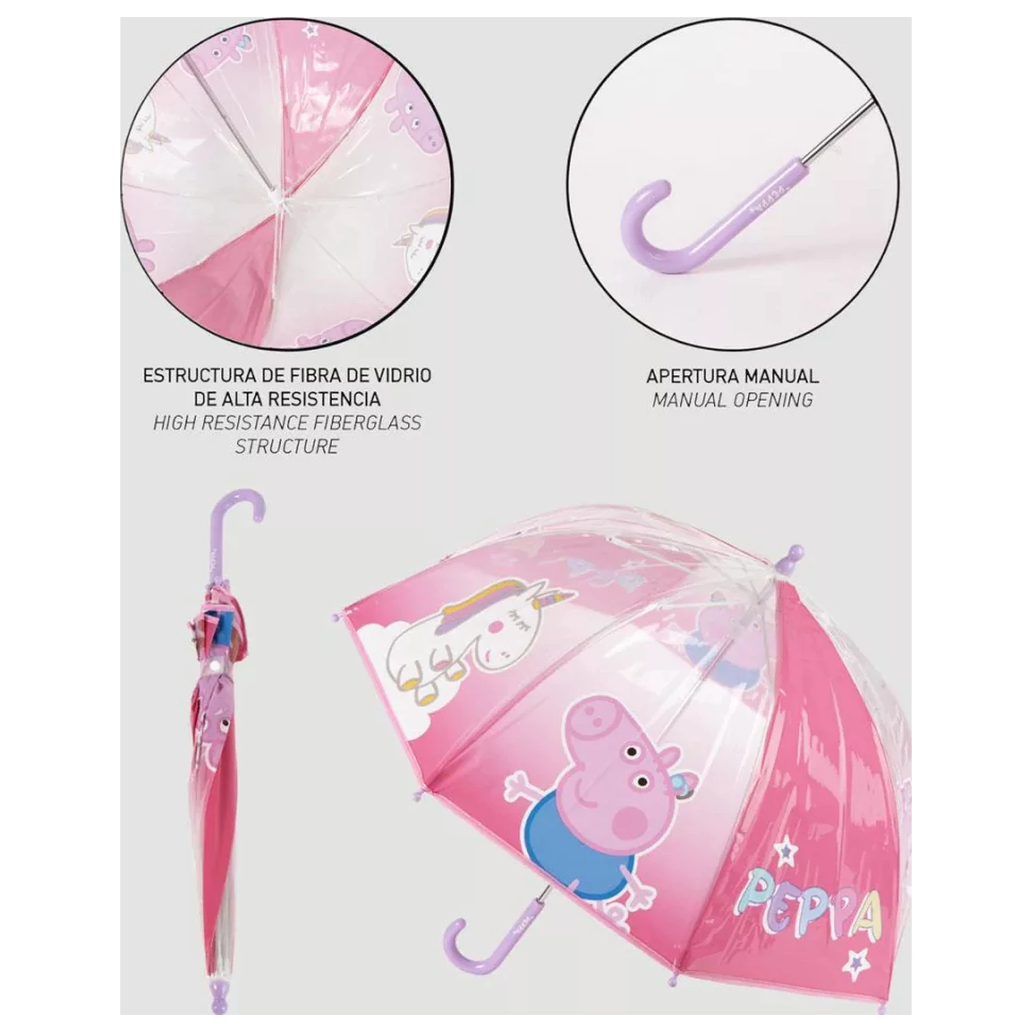 Peppa Pig Unicorn Kids Clear Umbrella Ø71 cm product photo