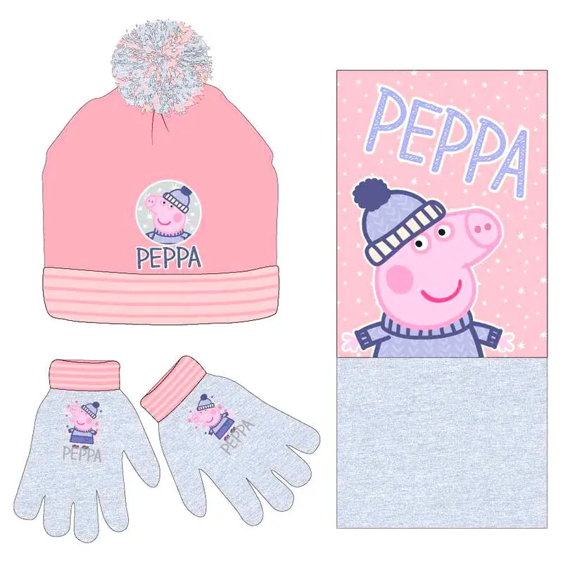 Peppa Pig winter set snood hat gloves product photo