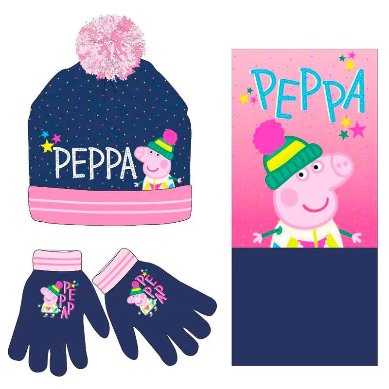 Peppa Pig winter set snood hat gloves product photo