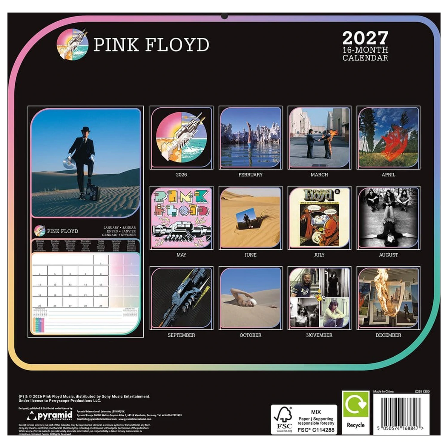Pink Floyd Calendar 2027 30 x 30 cm product photo