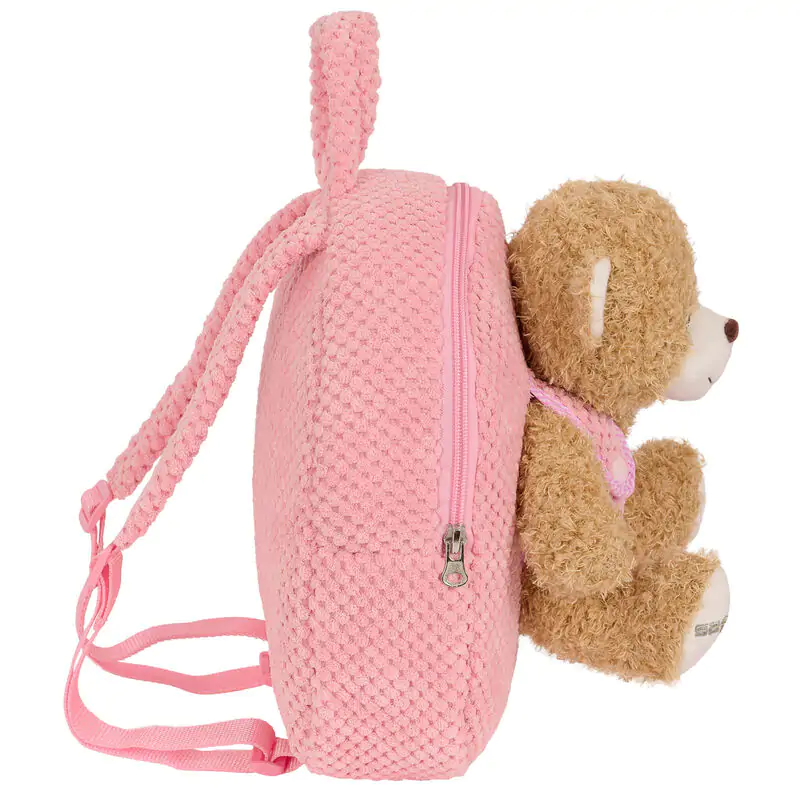 Pink backpack with Bear plush toy 27cm product photo