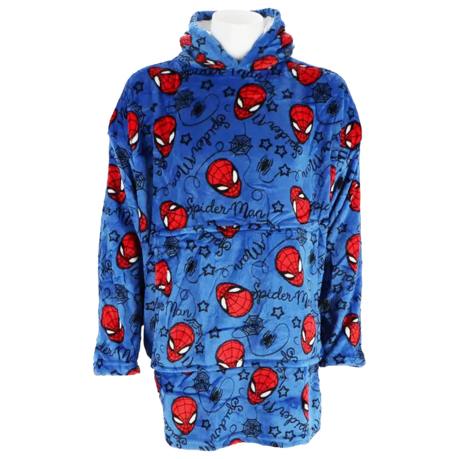 Spider-Man Blue Wearable Plush Fleece Blanket Poncho 7-14 Years product photo