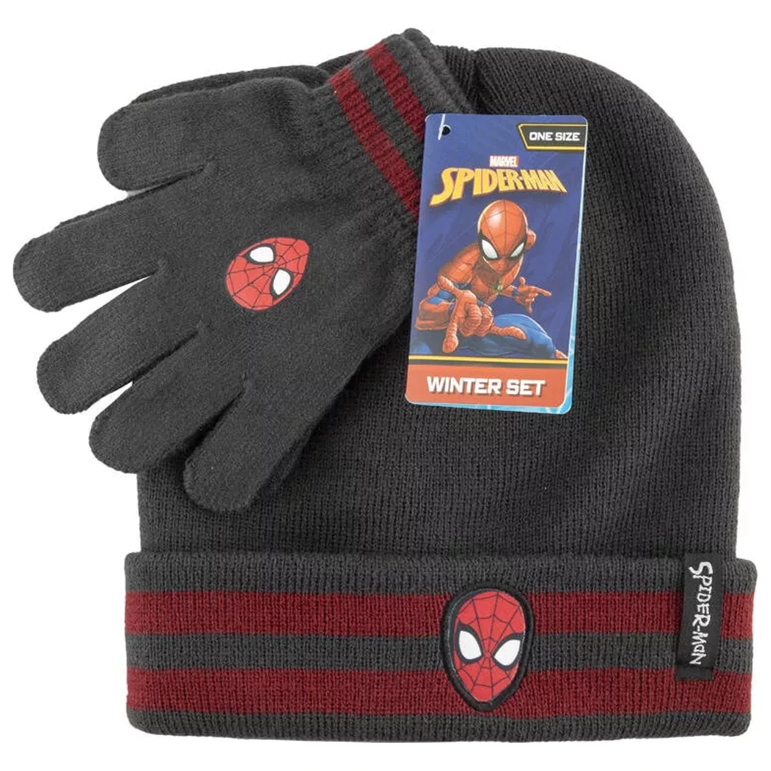 Spider-Man Grey Kids' Hat + Gloves Set product photo