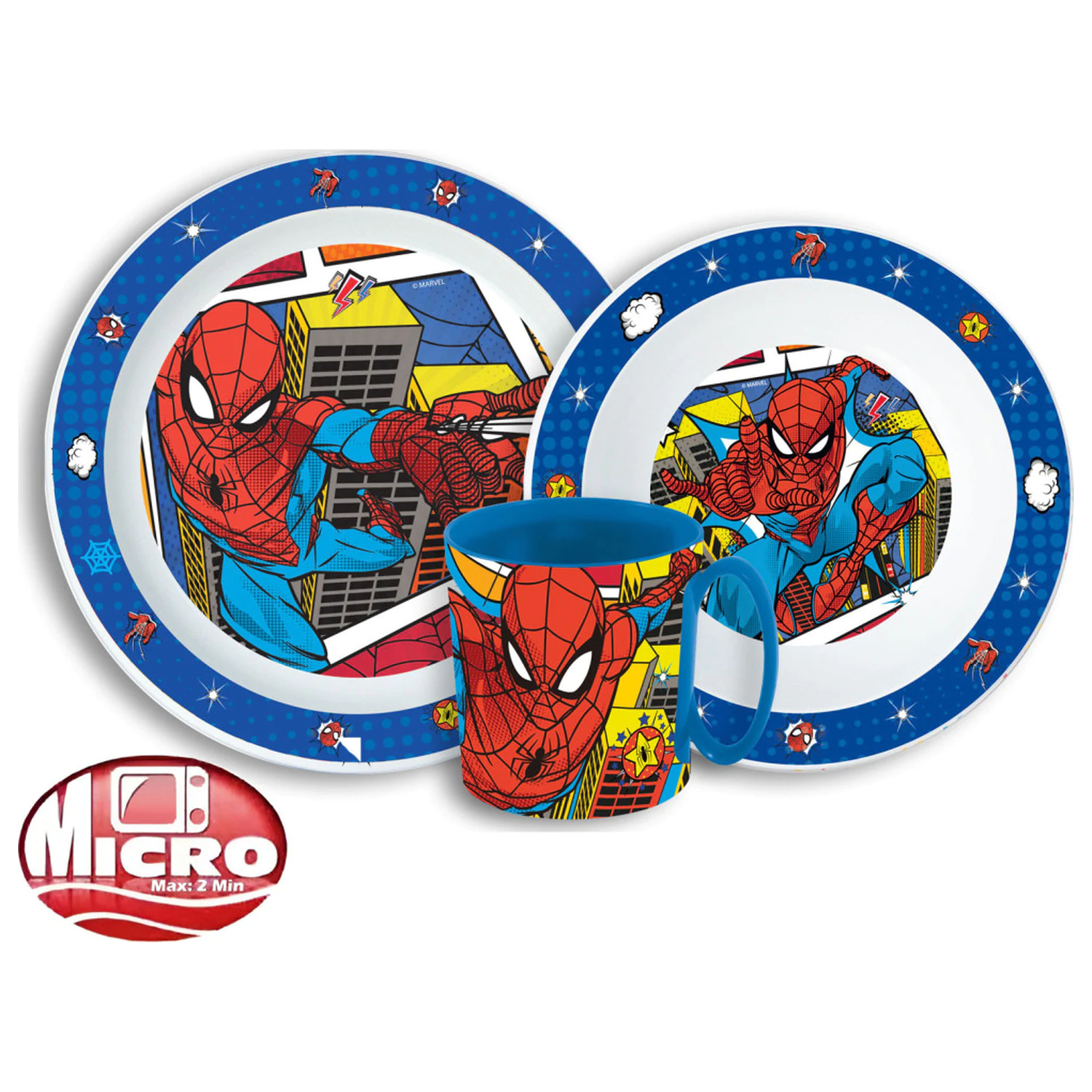 Spider-Man Grid Dinnerware Set, micro plastic set with mug product photo
