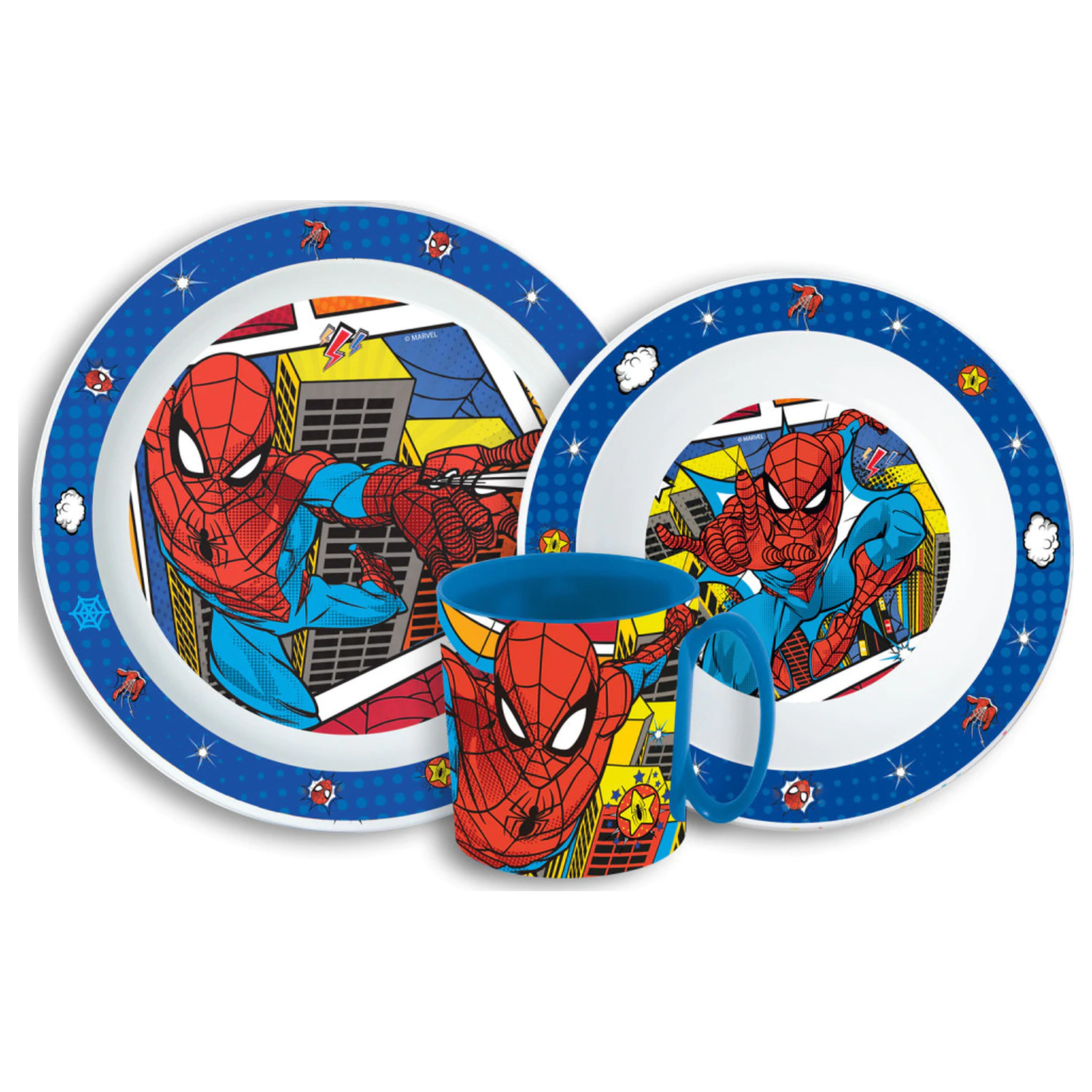 Spider-Man Grid dinnerware set, micro plastic set with 350 ml mug product photo