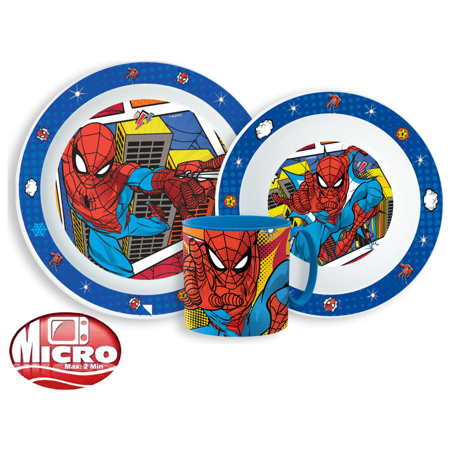 Spider-Man Grid Dinnerware Set, micro plastic set with mug product photo