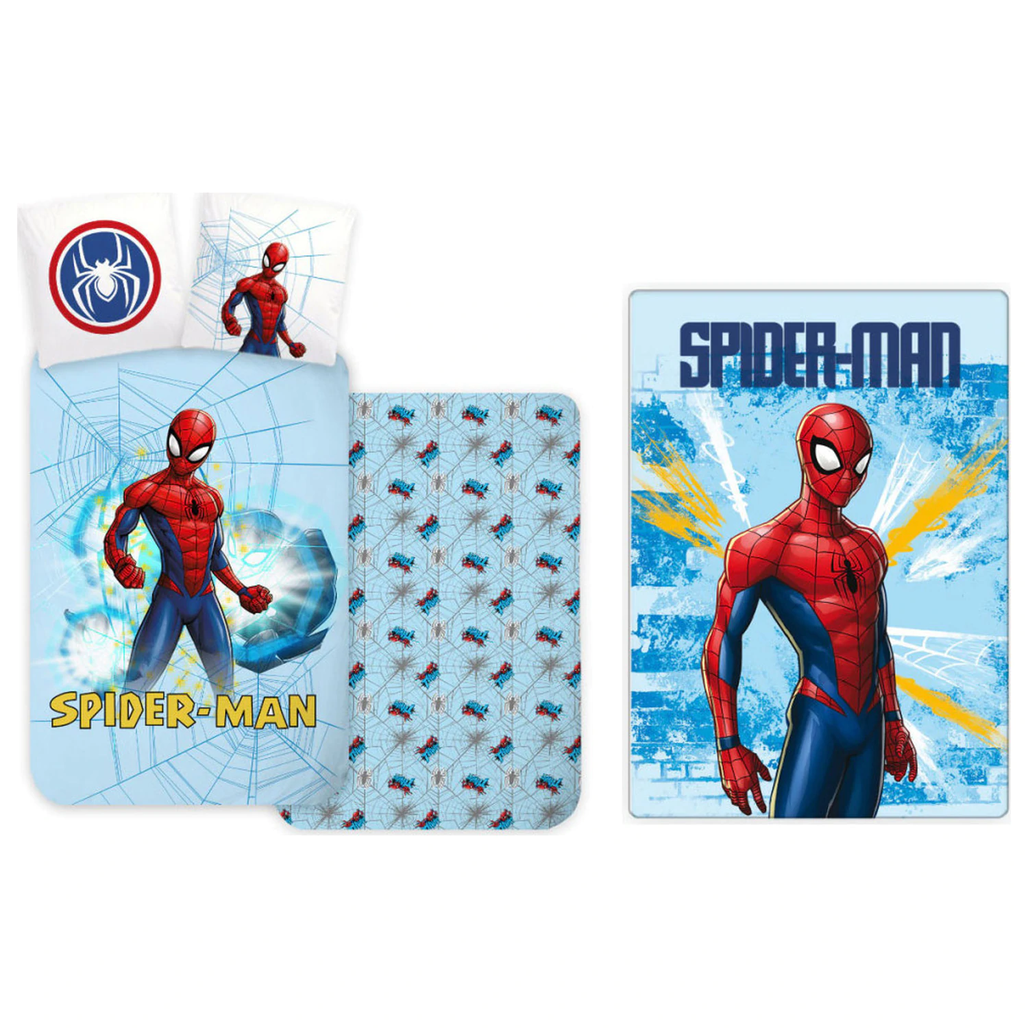 Spider-Man Light Blue Kids, Preschool Duvet Cover and Fleece Blanket Set product photo