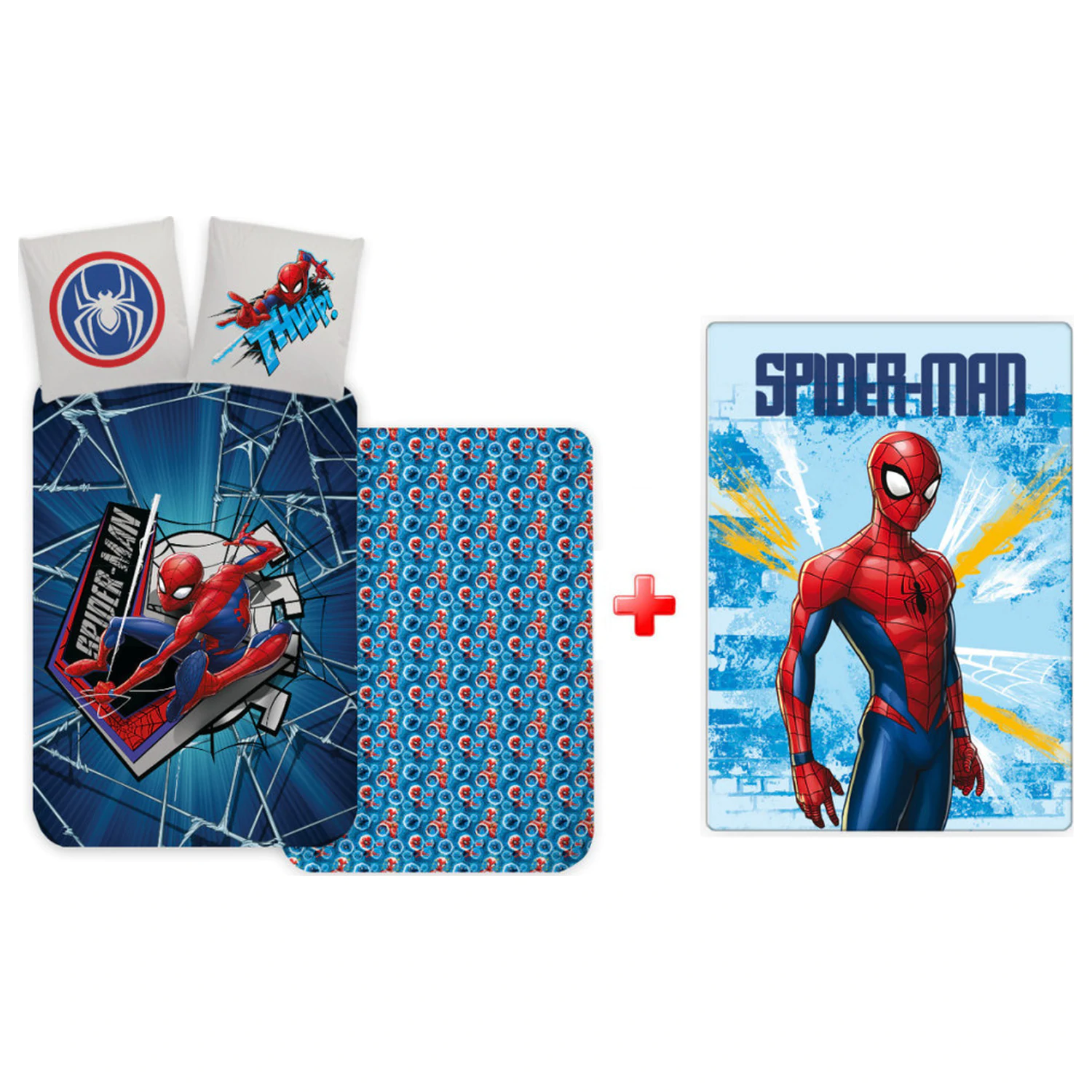 Spider-Man Light Thwip Kids, Preschool Duvet Cover and Fleece Blanket Set product photo