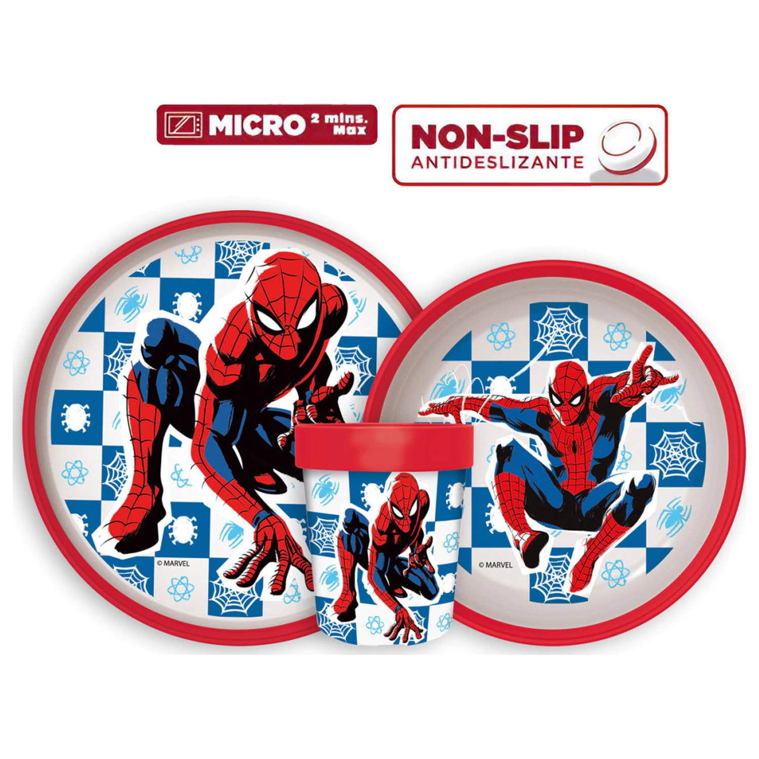 Spider-Man Midnight Flyer Non-Slip Dinnerware Set, Micro Plastic Set product photo