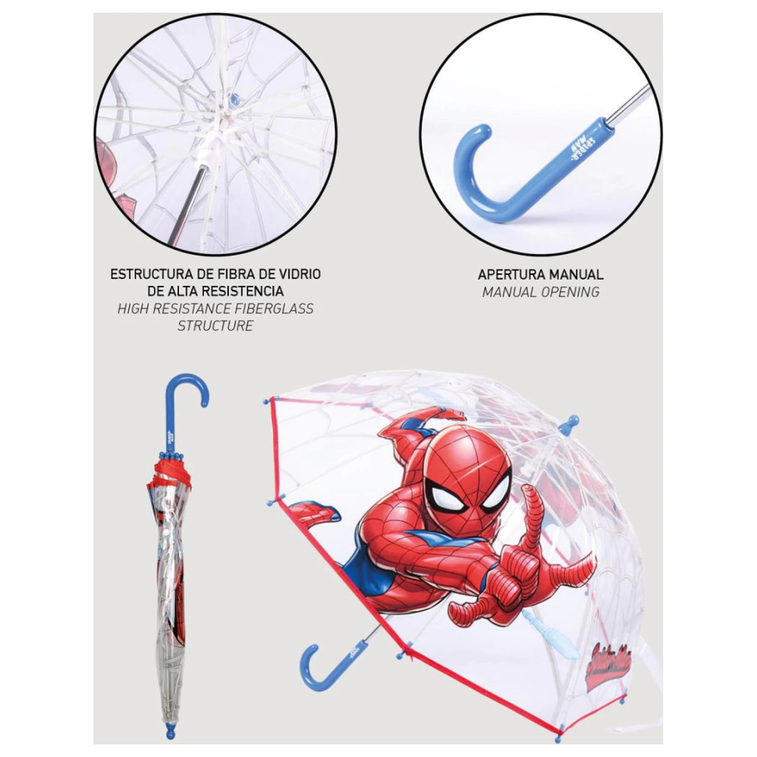 Spider-Man Rain Crawler kids transparent umbrella Ø71 cm product photo