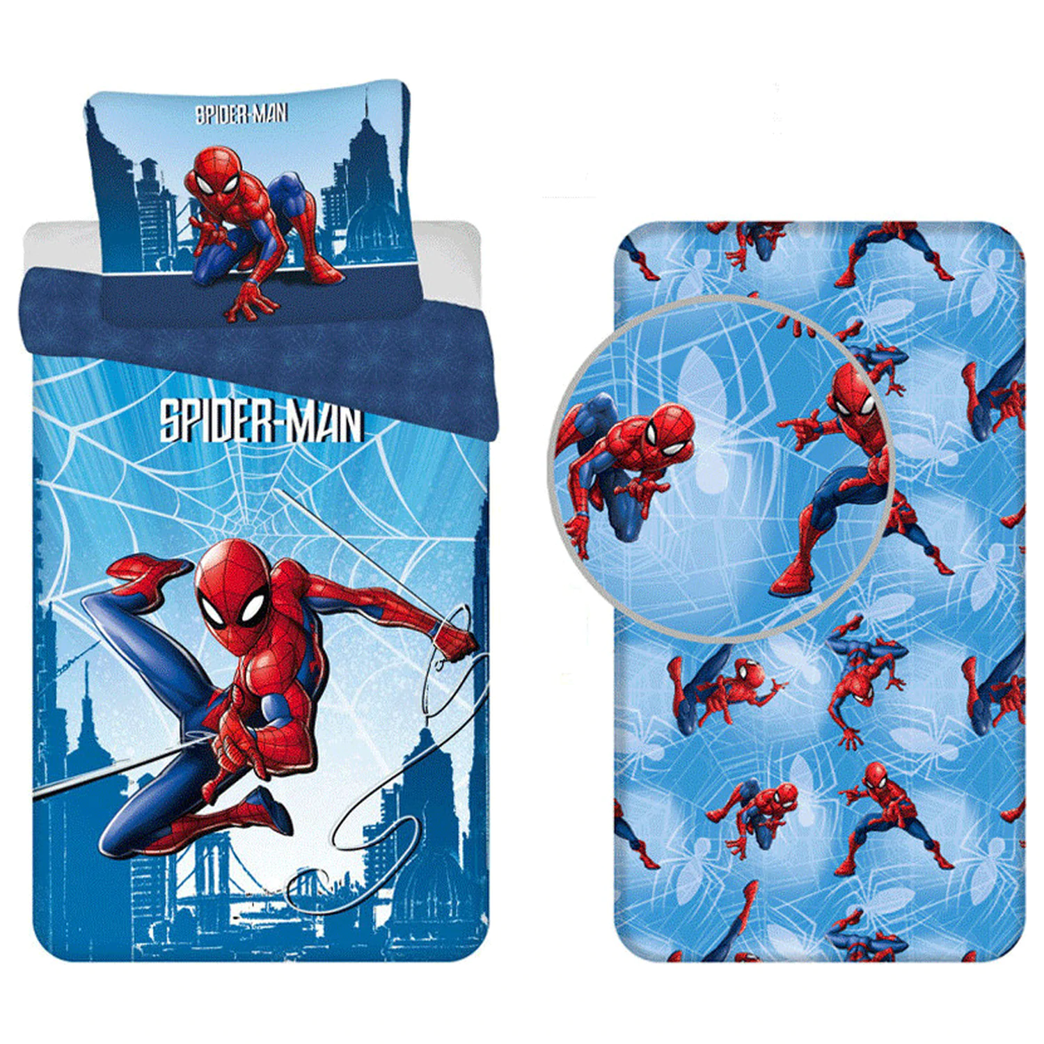 Spider-Man Skyline Duvet Cover and Fitted Sheet Set product photo