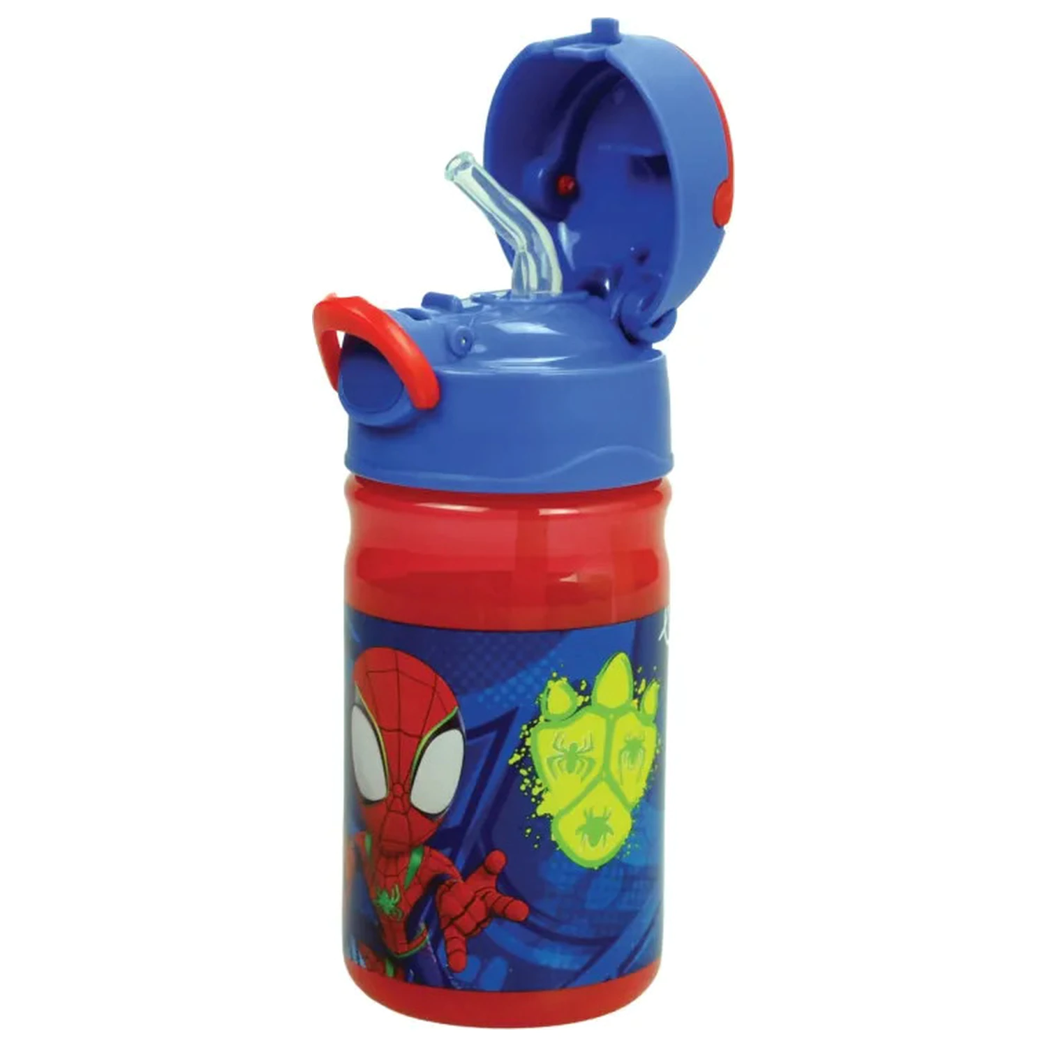 Spider-Man Spidey Dino Webs Plastic Straw Bottle with Hanger 350 ml product photo