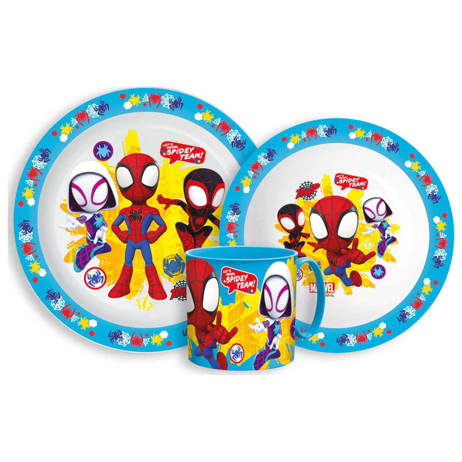 Spider-Man Spidey Team Dinnerware Set, micro plastic set with mug product photo