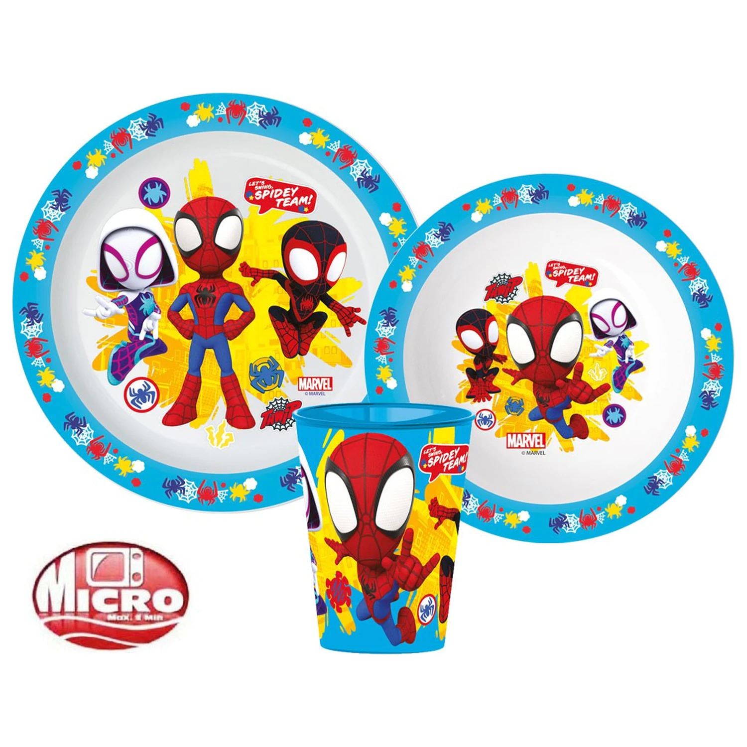 Spider-Man Spidey Team Dinnerware Set, Micro Plastic Set, with 260 ml Glass product photo