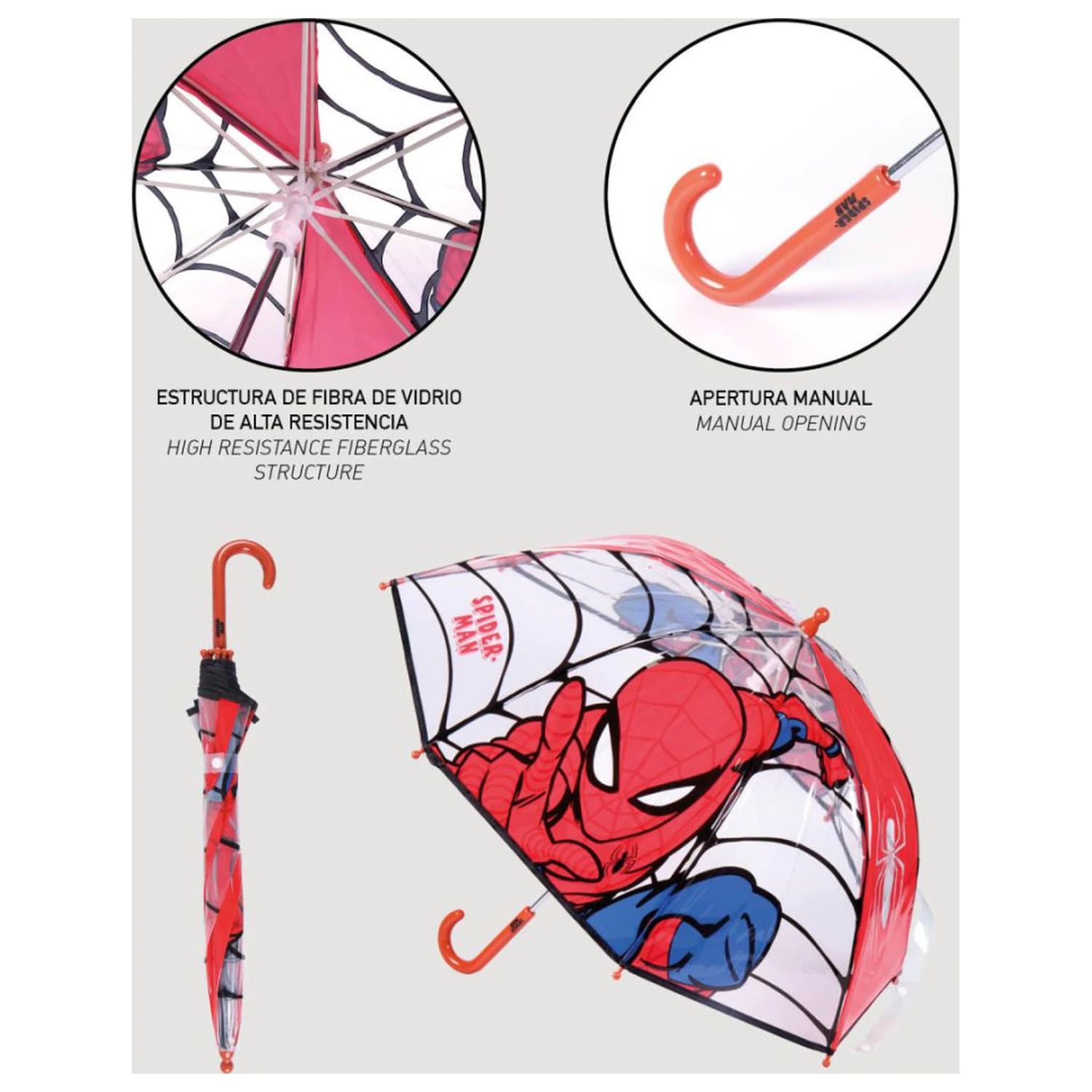 Spider-Man Web-Slinger Kids Clear Umbrella Ø71 cm product photo