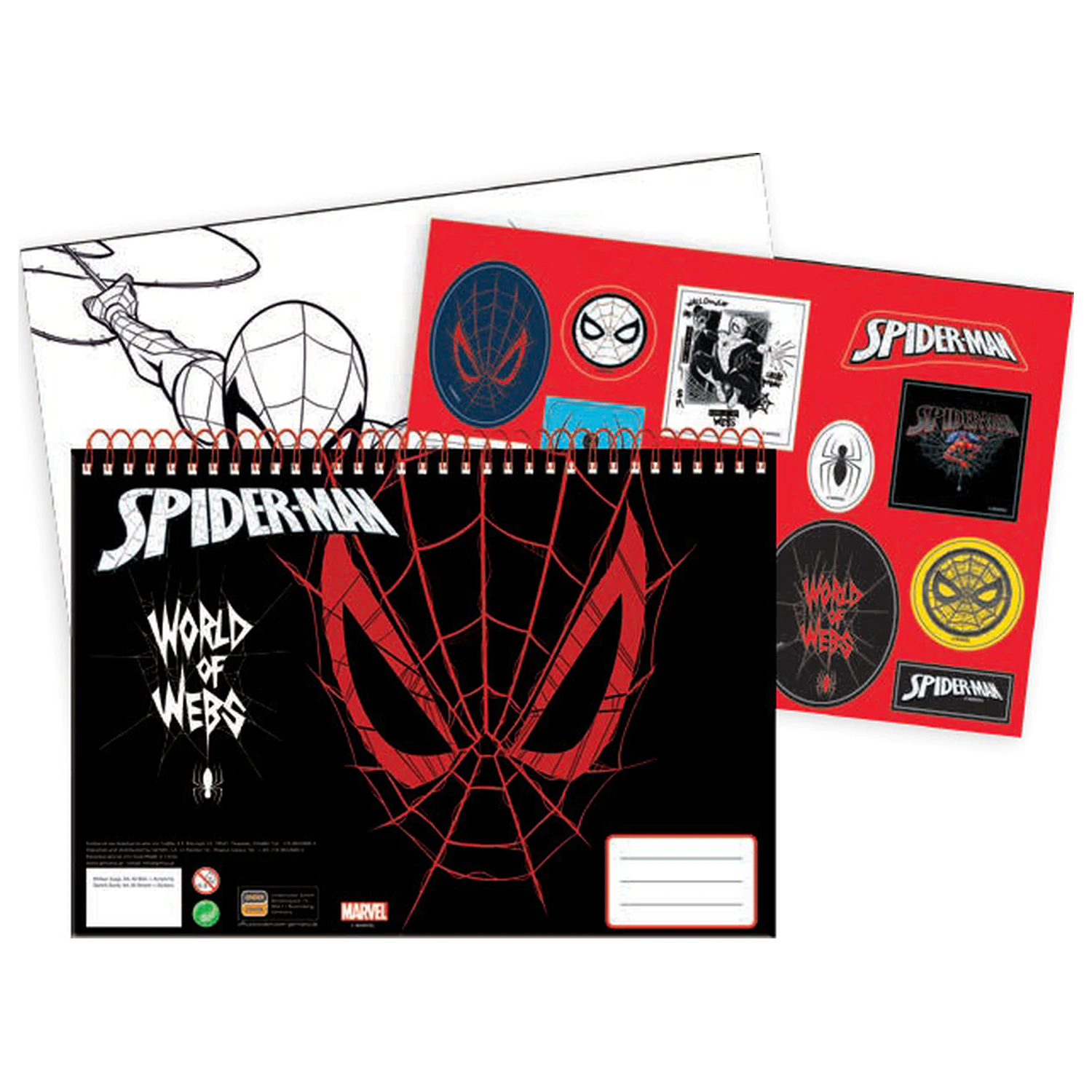 Spider-Man World of Webs A/4 Spiral Sketchbook 40 Sheets with Stickers product photo