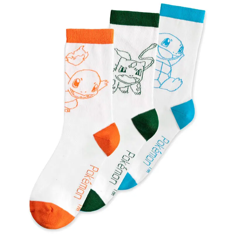 Pokemon pack 3 socks Charmander, Bulbasaur, Squirtle 43/46 termékfotó