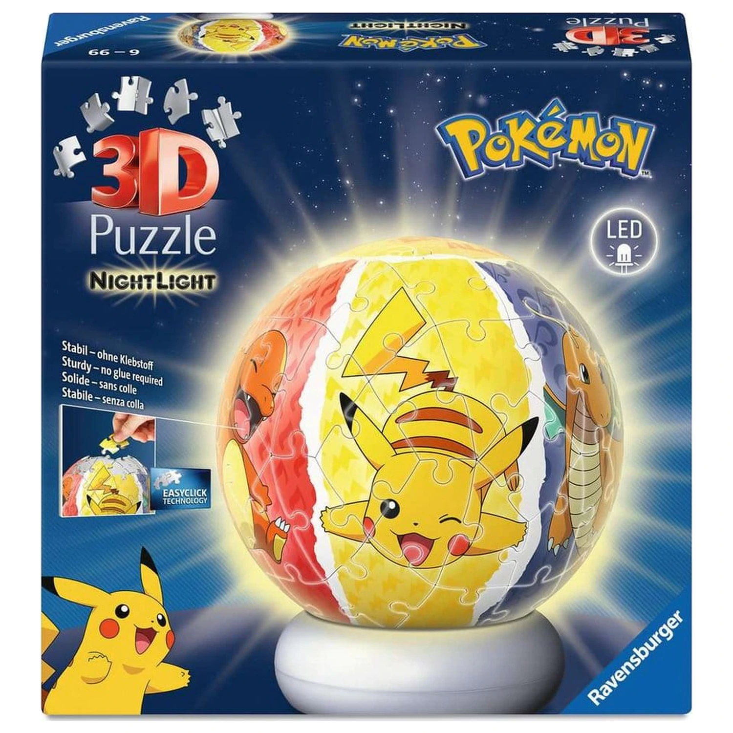Pokémon 3D Jigsaw Puzzle Ball Nightlight (73 Pieces) product photo