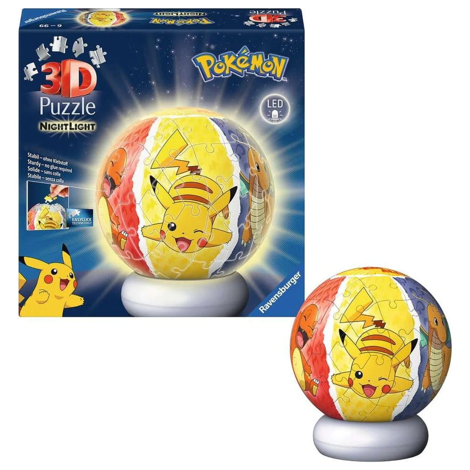 Pokémon 3D Jigsaw Puzzle Ball Nightlight (73 Pieces) product photo