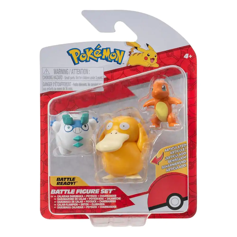Pokémon Battle Figure Set 3-Pack Charmander #4, Galarian Darumaka, Psyduck 5 cm product photo