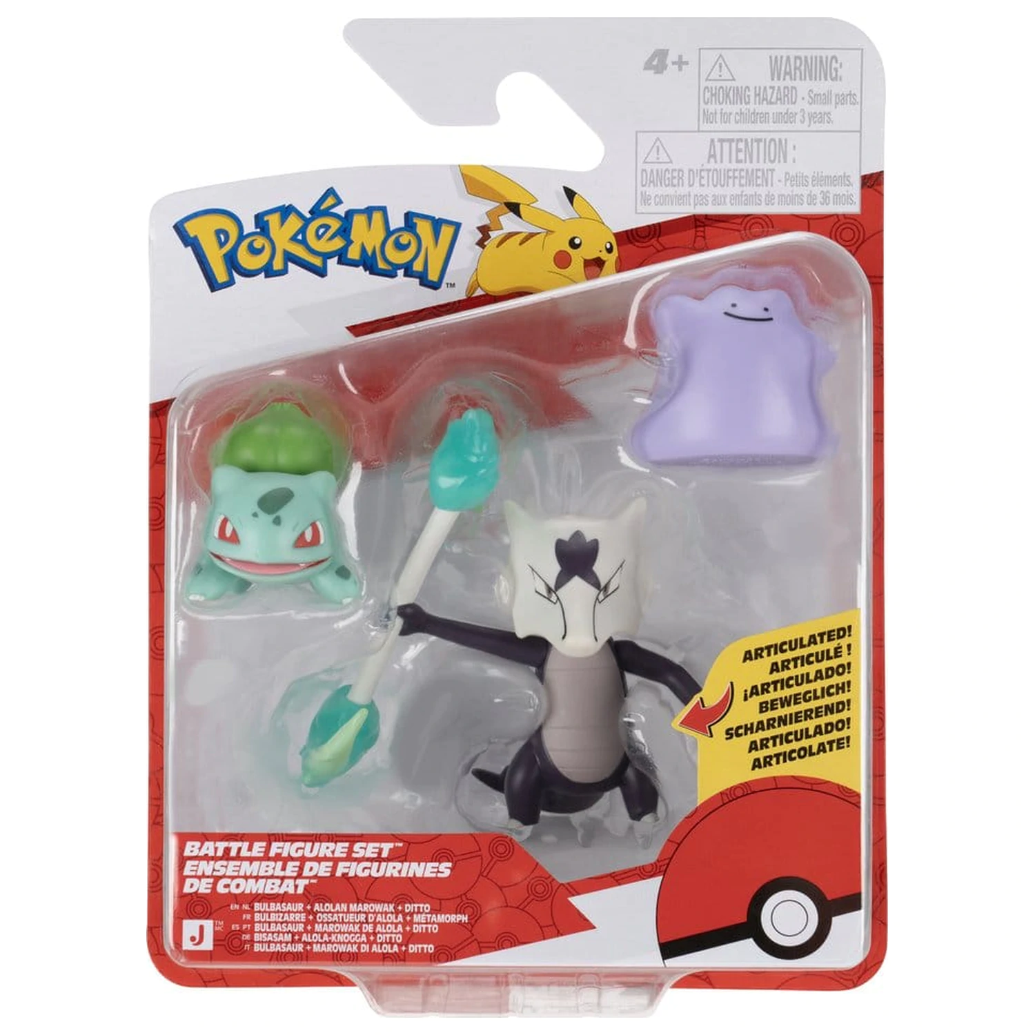 Pokémon Battle Figure Set Action Figures Bulbasaur, Ditto & Alolan Marowak (3-Pack) product photo