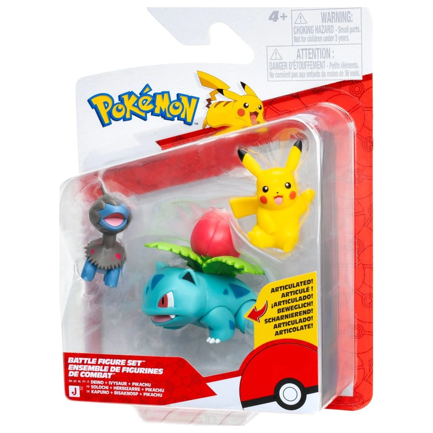 Pokémon Battle Figure Set Action Figures Pikachu, Deino & Ivysaur (3-Pack) product photo