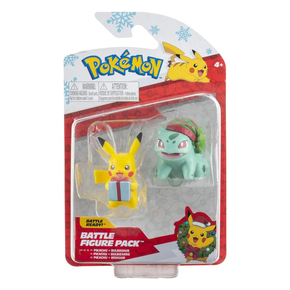 Pokémon Battle Figure Pack Mini Figure 2-Pack Holiday Edition: Pikachu &amp; Bulbasaur 5 cm product photo