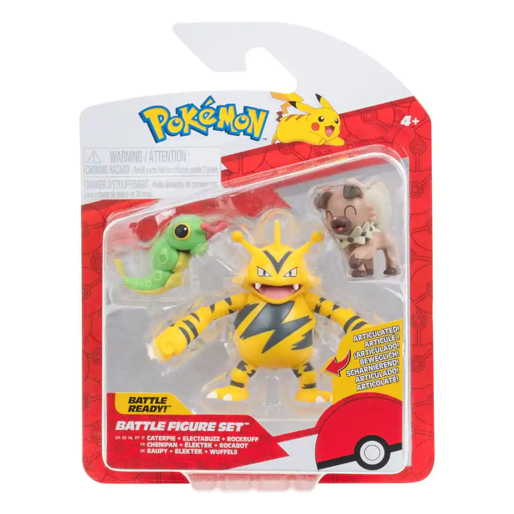 Pokémon Battle Figure Set Figure 2-Pack Caterpie, Rockruff, Electabuzz product photo