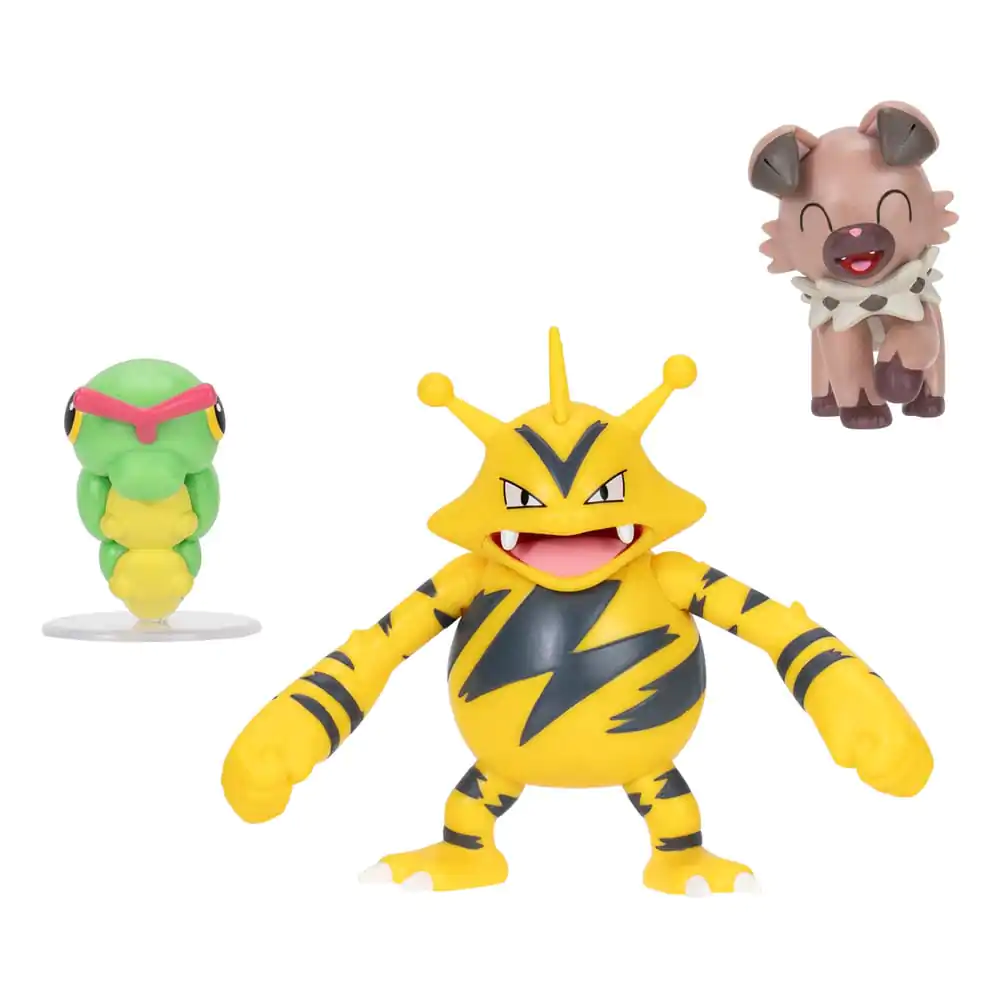 Pokémon Battle Figure Set Figure 2-Pack Caterpie, Rockruff, Electabuzz product photo