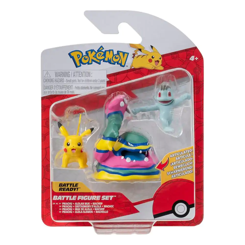 Pokémon Battle Figure Set 3-Pack Machop, Pikachu #1, Alolan Muk 5 cm termékfotó